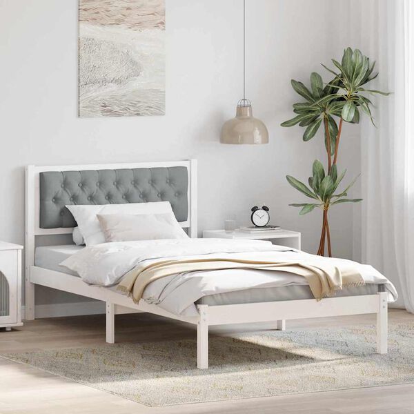 vidaXL Bettrahmen Hellgrau 100 x 200 cm Massives Kiefernholz