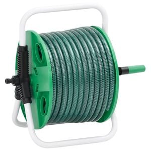 vidaXL Schlauchtrommel Freistehend Gr&uuml;n mit 20 m Schlauch PVC