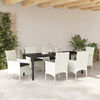 vidaXL Garten Essgruppe mit Kissen 7 pcs Wei&szlig; Poly Rattan