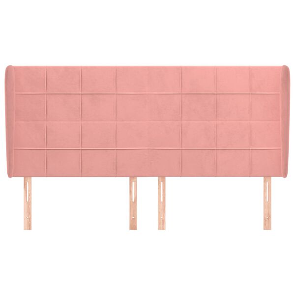 vidaXL Kopfteil mit Ohren Rosa 163x23x118/128 cm Samt