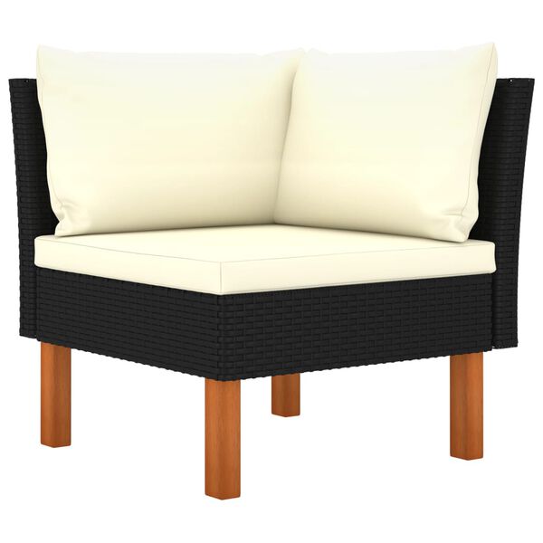 vidaXL 12-tlg. Garten-Lounge-Set mit Kissen Poly Rattan Schwarz