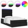 vidaXL Ottoman-Bett mit Matratze & LEDs Schwarz 120x200 cm Stoff
