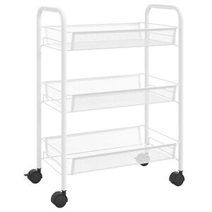 vidaXL K&uuml;chenwagen 3 Etagen Wei&szlig; 46x26x64 cm Eisen