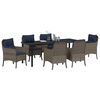 vidaXL Garten Essgruppe mit Kissen 7 pcs Grau Poly-Rattan