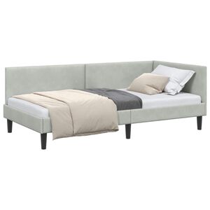 vidaXL Eckbettgestell mit Kopfteil Hellgrau 80 cm x 200 cm Samt
