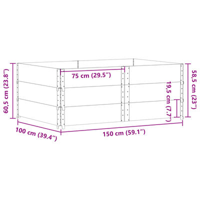 vidaXL Paletten-Aufsatzrahmen 3 Stk. Schwarz 150x100 Massivholz Kiefer