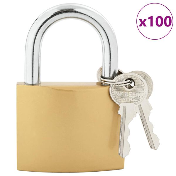 vidaXL U Schloss mit Schl&uuml;sseln 100 pcs Messing Eisen
