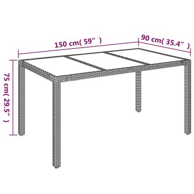 vidaXL 7-tlg. Garten-Essgruppe mit Kissen Schwarz und Grau Poly Rattan