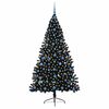 vidaXL K&uuml;nstlicher vorbeleuchteter Weihnachtsbaum Schwarz 210 cm PVC