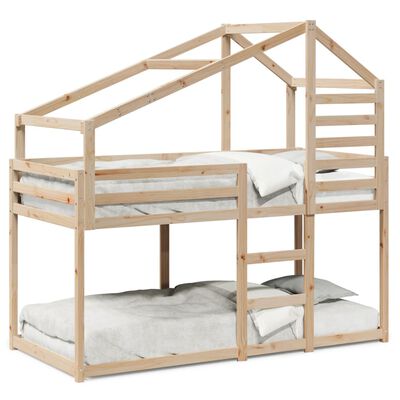 vidaXL Etagenbett mit Dach 75x190 cm Massivholz Kiefer