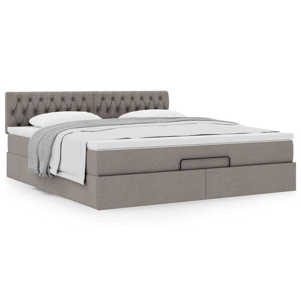 vidaXL Ottoman-Bett mit Matratze Taupe 160x200 cm Stoff