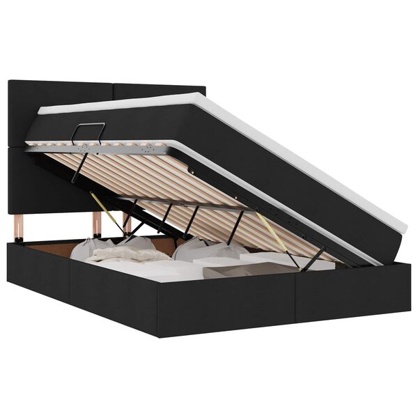 vidaXL Aufbewahrungsbett mit Matratze Schwarz 140 x 190 cm Polyester