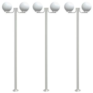 vidaXL Wegeleuchten 3 Stk. Silbern 215 cm Edelstahl