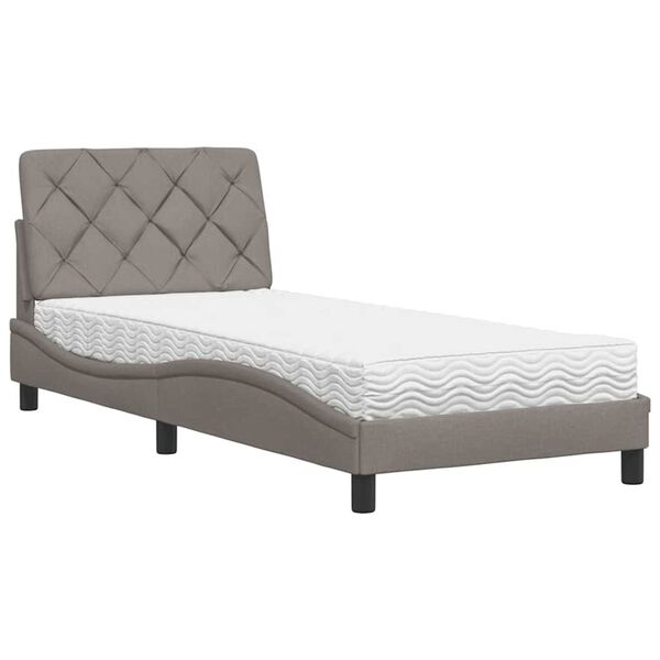 vidaXL Bett mit Matratze Taupe 90x200 cm Stoff