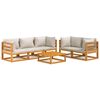 vidaXL 6-tlg. Garten-Lounge-Set mit Hellgrauen Kissen Massivholz