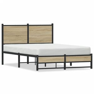 vidaXL Metallbett ohne Matratze Sonoma-Eiche 120x200 cm