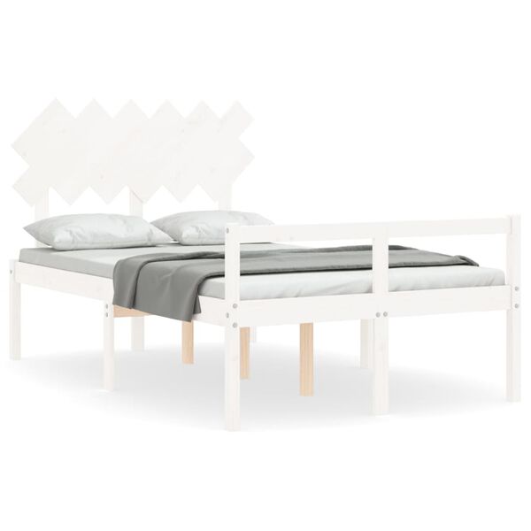 vidaXL Seniorenbett mit Kopfteil Wei&szlig; Massivholz