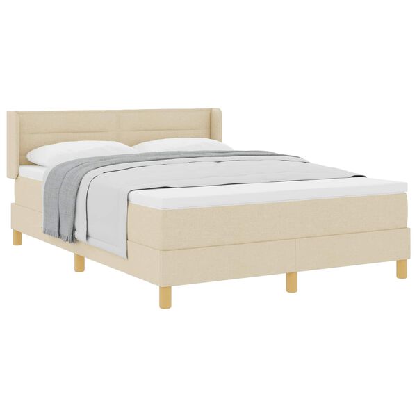 vidaXL Boxspringbett mit Matratze Creme 200 x 140 cm Polyester