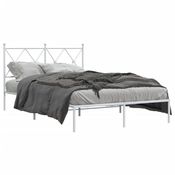 vidaXL Bettgestell mit Kopfteil Metall Wei&szlig; 120x190 cm