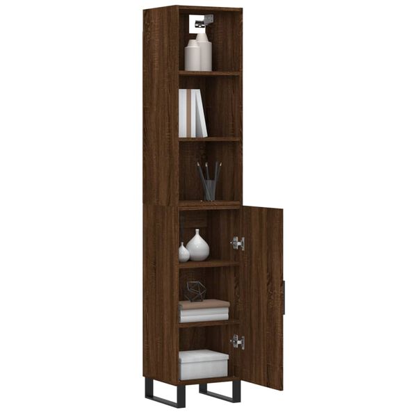 vidaXL Highboard Braun Eichen-Optik 34,5x34x180 cm Holzwerkstoff