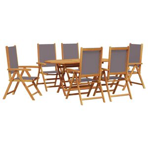 vidaXL Garten Essgruppe 7 pcs Anthrazit Massivholz Akazie