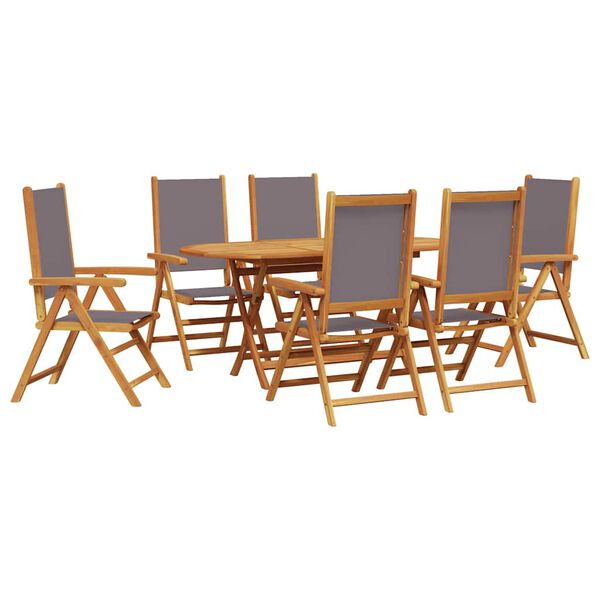 vidaXL Garten Essgruppe 7 pcs Anthrazit Massivholz Akazie