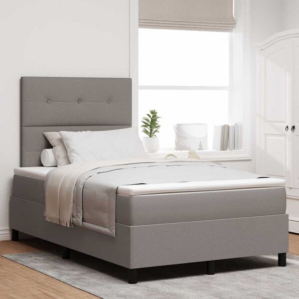 vidaXL Boxspringbett mit Matratze mit LED Taupe 120 x 200 cm Stoff