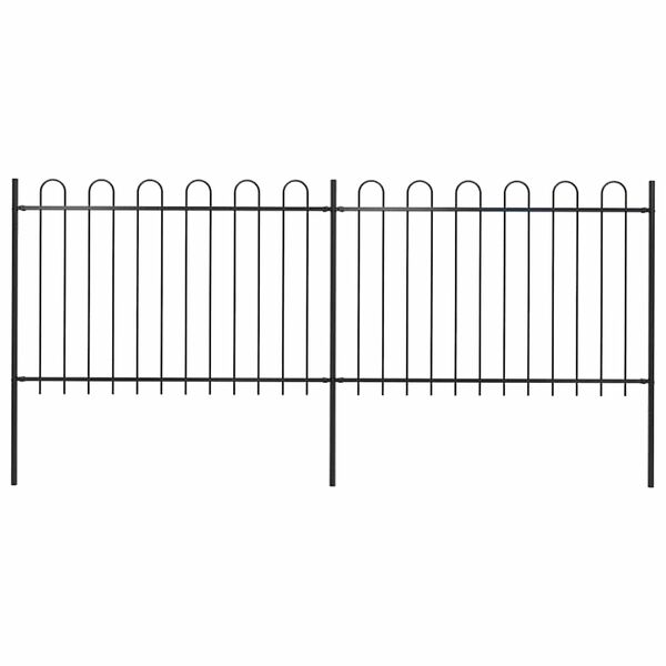 vidaXL Gartenzaun mit Rundbogen Stahl 359 x 120 cm Schwarz