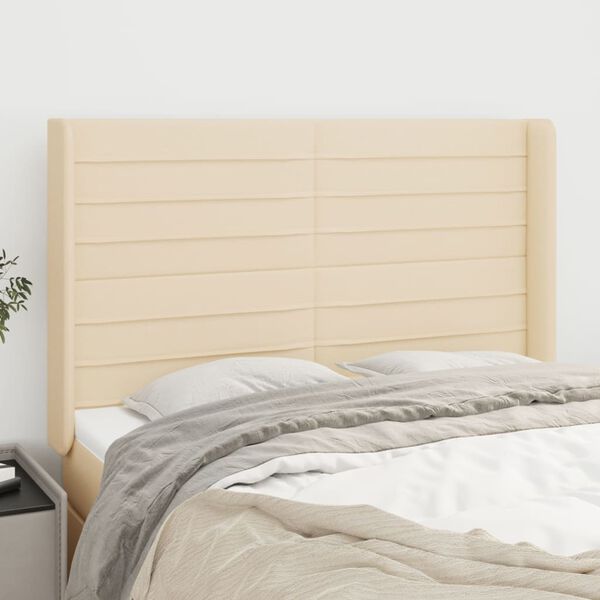 vidaXL Kopfteil mit Ohren Creme 147x16x118/128 cm Stoff