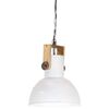 vidaXL H&auml;ngelampe Industriestil 25 W Wei&szlig; Rund Mangoholz 32 cm E27
