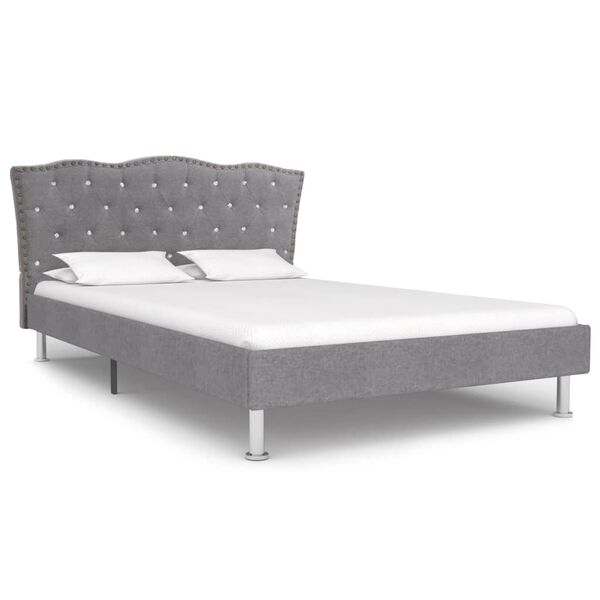 vidaXL Bett mit Memory-Schaum-Matratze Hellgrau Stoff 140&times;200 cm