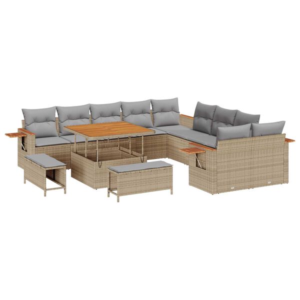 vidaXL Gartensofa-set mit Kissen 17 pcs Beige und Hellgrau Poly-Rattan