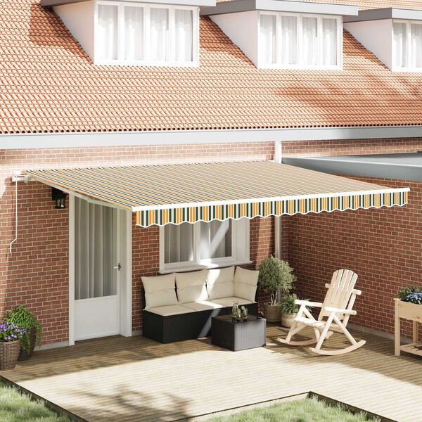 vidaXL Markise Gestreift Gr&uuml;n und Gelb 4,5 &times; 3 m Polyester und Metall