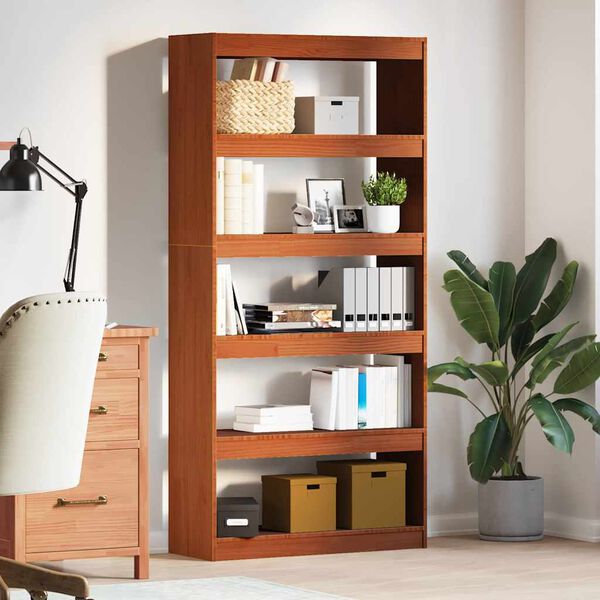 vidaXL B&uuml;cherregal Wachsbraun 80 x 30 x 167,5 cm Massives Kiefernholz