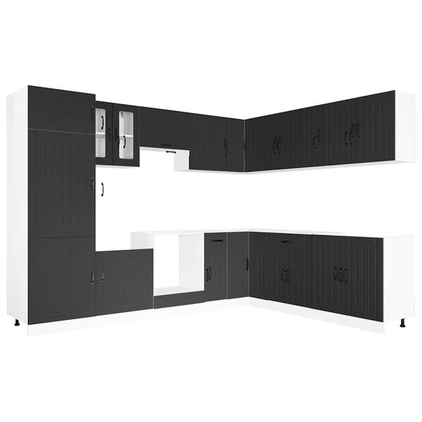 vidaXL 14-tlg. K&uuml;chenschrank-Set Lucca Schwarz Holzwerkstoff
