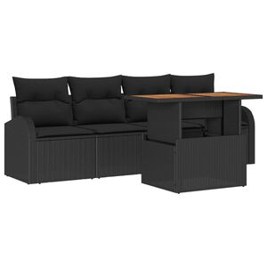 vidaXL Garten-Sofa-Set 5 pcs Schwarz