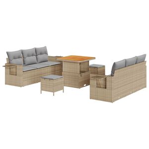 vidaXL Garten-Sofa-Set mit Kissen 9 pcs Beige und Hellgrau