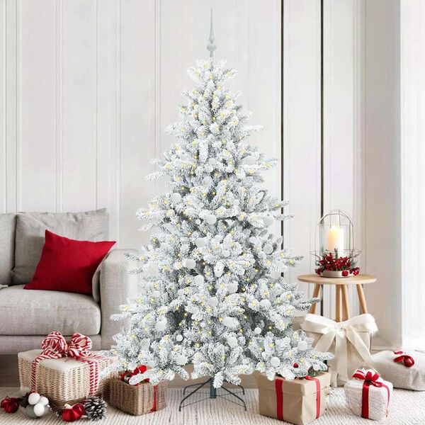 vidaXL K&uuml;nstlicher klappbarer Weihnachtsbaum Wei&szlig; 180 cm PVC und Stahl