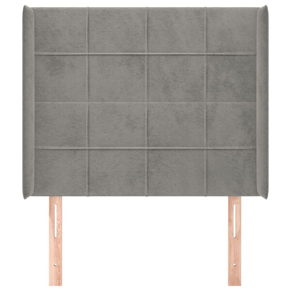 vidaXL Kopfteil mit Ohren Hellgrau 93x16x118/128 cm Samt