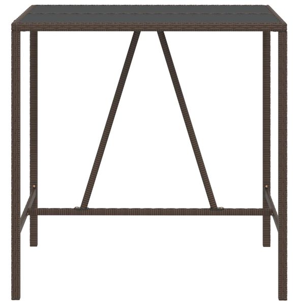 vidaXL Bartisch mit Glasplatte Braun 110x70x110 cm Poly Rattan