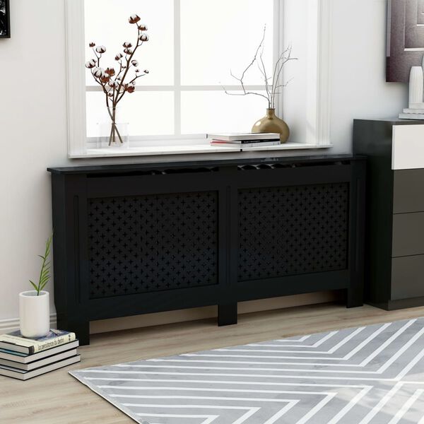 vidaXL Heizk&ouml;rperverkleidung Schwarz 172x19x81,5 cm MDF