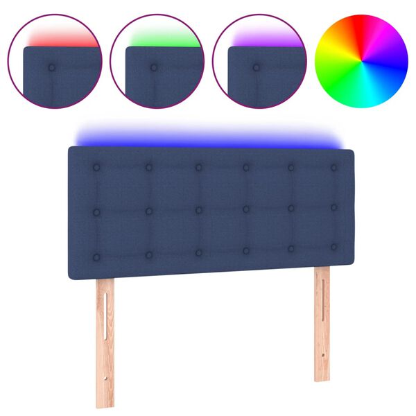 vidaXL LED Kopfteil Blau 90x5x78/88 cm Stoff