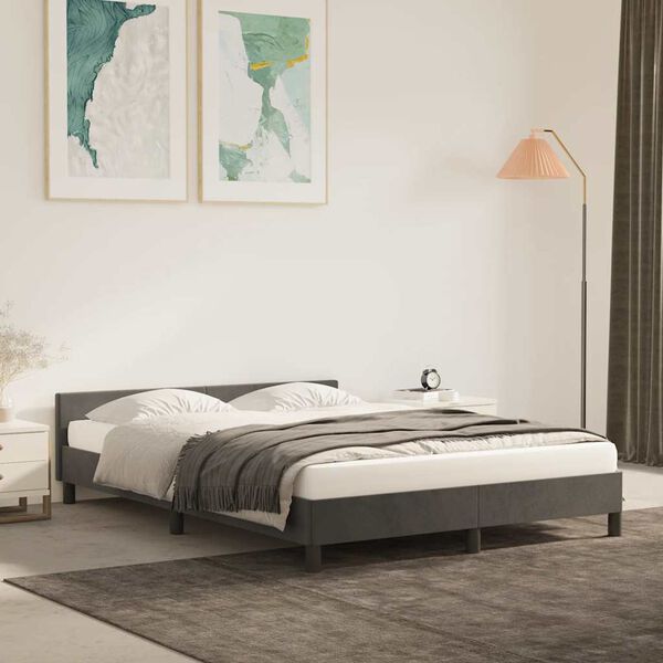 vidaXL Bettgestell ohne Matratze Dunkelgrau 140x200 cm Samt