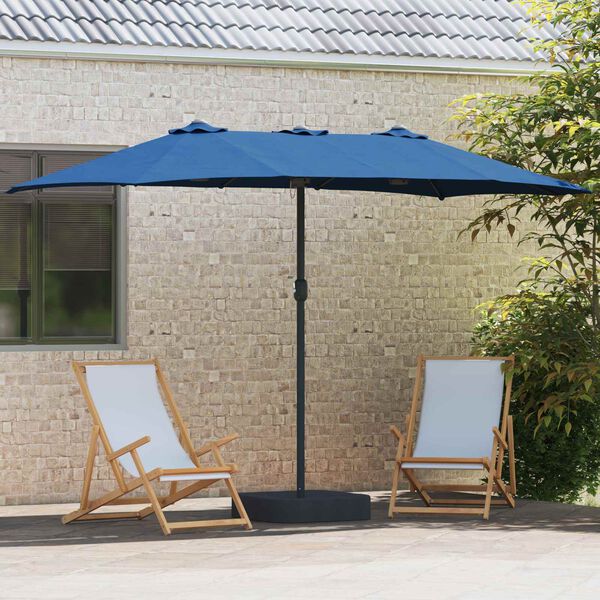 vidaXL Garten-Sonnenschirm Azurblau 385 x 209 x 244 cm Polyester