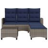 vidaXL 3-tlg. Garten-Sofagarnitur mit Kissen L-Form Grau Poly Rattan