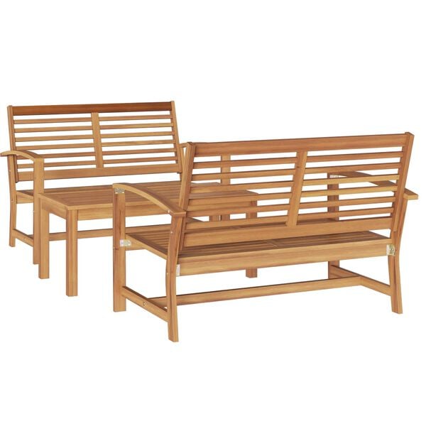 vidaXL Garten-Sofa-Set Natur Teak-Massivholz