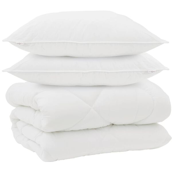 vidaXL Winterbettdecke mit Kissen 3 pcs Wei&szlig; Mikrofaser