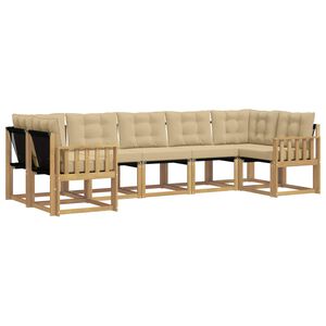 vidaXL Outdoor-Sofagarnitur 7 Stk. Wei&szlig; und Beige