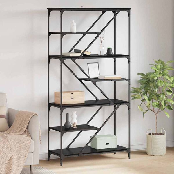 vidaXL B&uuml;cherregal Schwarz Eichen-Optik 91 x 36 x 176 cm Holzwerkstoff