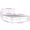 vidaXL Bettgestell Grau Sonoma 140x200 cm Holzwerkstoff und Metall